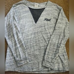 PINK Victoria's Secret Large Mesh Spellout Long Sleeved Tee